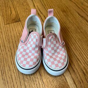 Vans Pink Checkered Slip On Sneakers Kids Size8